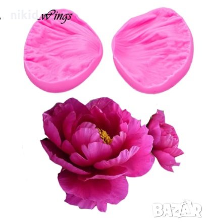2 средни листа листо божур мак цвете вейнър силиконов молд форма фондан шоколад украса торта, снимка 1