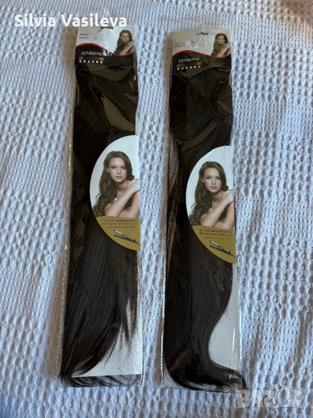 Екстеншъни за коса тъмнокестеняв цвят, снимка 1