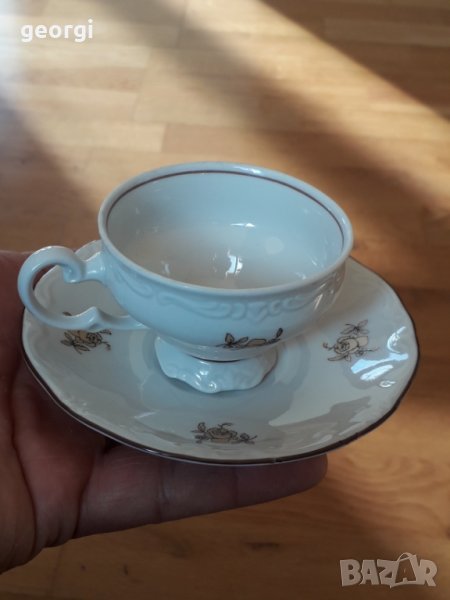 Порцеланова чашка за късо кафе с чинийка, снимка 1