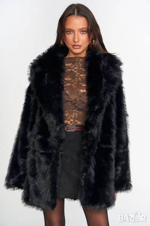 Дамско палто плюш с коланче   С М размер  , снимка 1