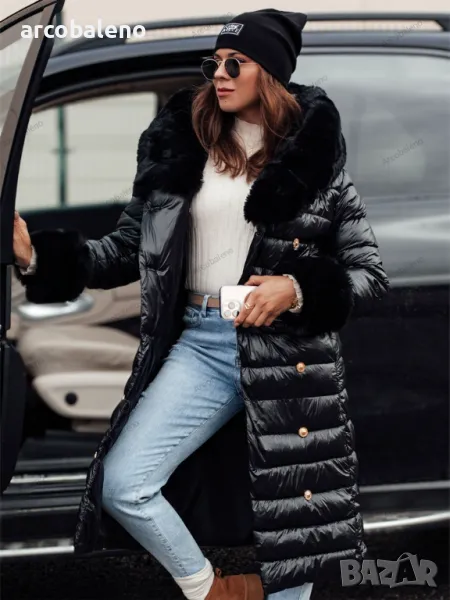 Дамско черно ватирано зимно палто HORIZON , снимка 1