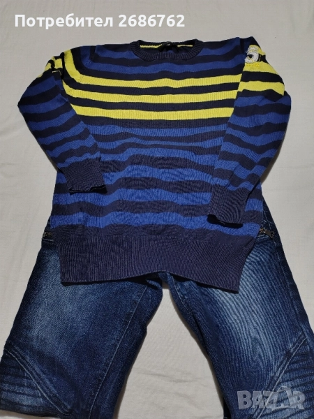 Детски комплект от дънки размер 134 и пуловер 140 см, снимка 1