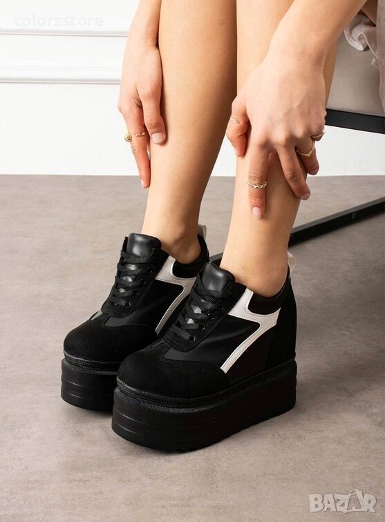 Кецове на платформа - черно с бяло - SJN80 , снимка 1