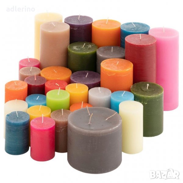 Свещи тип Рустик, 5 кг, комплект от 11 броя, цветни, многофункционални, снимка 1