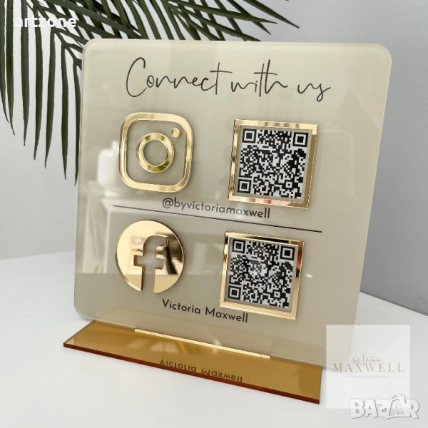 Луксозна табела за Салон или Козметично студио с QR код и социални мрежи , снимка 1