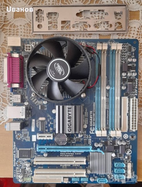 Дъно Gigabyte GA-G41M Combo v2 + процесор Intel Dual Core 2.00GHz E1400 + охлаждане + задната планка, снимка 1