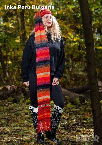  Перуанска шало-шапка с вълна на алпака различни цветове , снимка 1