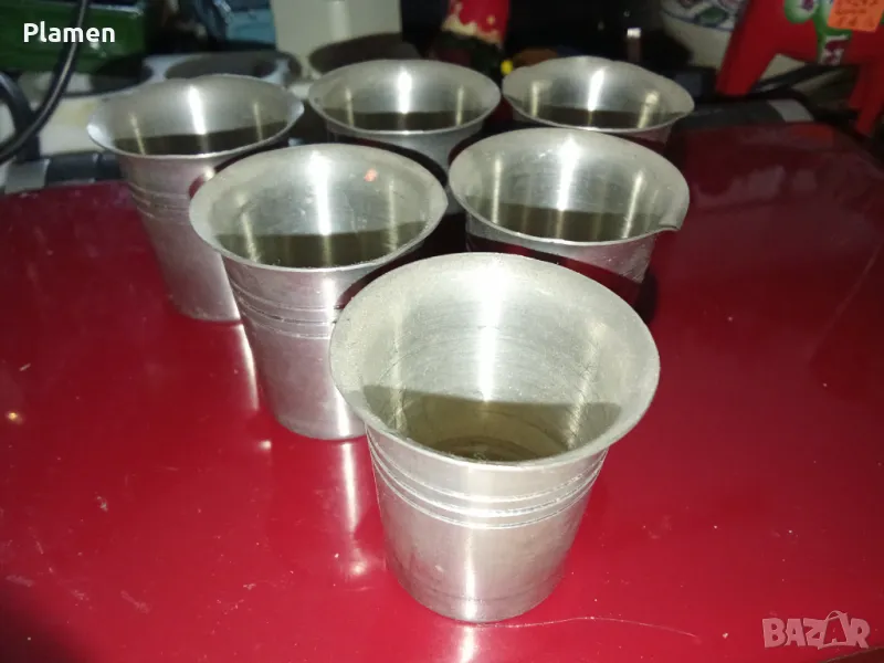 Шест малки метални чашки за алкохол германски шотове, снимка 1