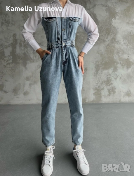 Чисто нов дамски гащеризон с риза, снимка 1