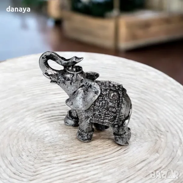 4978 Сувенир слонче фигура подарък за дом офис, сребрист, снимка 1