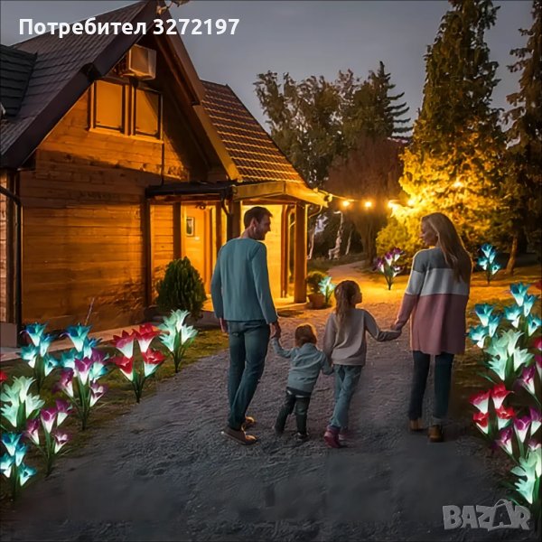 Соларни градински светлини с цветни глави на лилия ,водоустойчиви, снимка 1