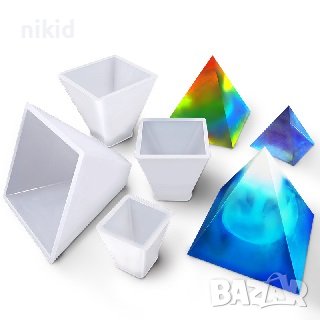 3D Пирамида силиконов молд форма калъп смола за сладкарство и бижута и декорация свещи глина оргонит, снимка 1