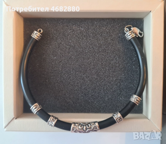 Стилна мъжка гривна със сребърни елементи, My silver