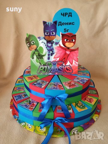 Картонена торта PJ Masks, снимка 3 - Други - 26584127
