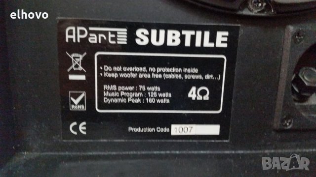 Субуфер Apart Subtile, снимка 4 - Тонколони - 29042829