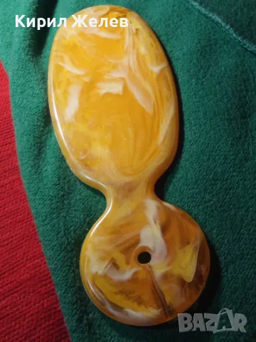 СТИЛНО ВИНТИДЖ ОГЛЕДАЛЦЕ БАКЕЛИТ / КАТАЛИН КРАСИВА ИМИТАЦИЯ на КЕХЛИБАР 47096, снимка 14 - Други ценни предмети - 46774702