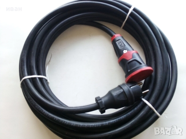 Удължител с гумиран кабел 3 х 2.5мм.- 10м.Нов