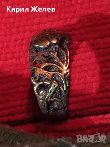 СТАРИНЕН ФЛОРАЛЕН ПОЗЛАТЕН СРЕБЪРЕН МАЙСТОРСКИ РЪЧНО РАБОТЕН ПРЪСТЕН АРТ-ДЕКО УНИКАТ 17076, снимка 4 - Антикварни и старинни предмети - 31196160