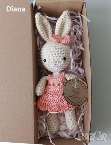 Детска играчка зайче, ръчна изработка, плетени играчки, подарък за момиче, снимка 4 - Други - 47485648