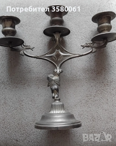 Стар посребрън свещник , снимка 3 - Декорация за дома - 53215080