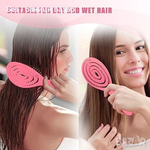 Нова Иновативна Четка за Разплитане и Масаж на Скалпа Всякакъв Тип Коса, снимка 7 - Аксесоари за коса - 43459214
