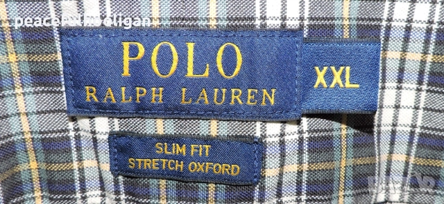 Polo Ralph Lauren Mens Strech Oxford Checked Long Sleeve Shirt Size XXL Slim Fit, снимка 12 - Ризи - 52949355