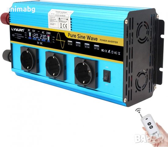ANIMABG Силов инвертор с чиста синусоида 5kW DC 12V/24V към AC, 220V 230V, снимка 8 - Друга електроника - 37987858