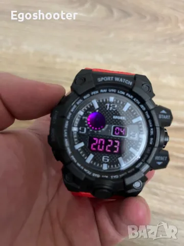 Мъжки дигитален часовник с червена каишка, снимка 3 - Мъжки - 47771117