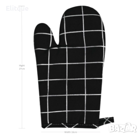 Ръкавица за фурна, памук/лен, 16x27 см, черно/бяло, снимка 2 - Други - 52853787