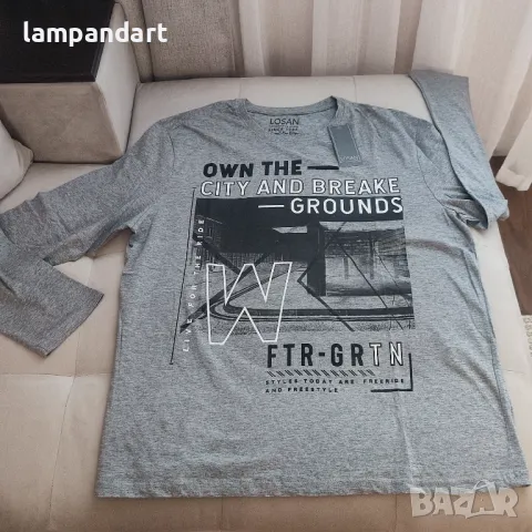 Блуза тениска с дълъг ръкав в сиво, снимка 3 - Блузи - 31335277