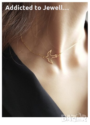 Сребърен чокър "Swallow", снимка 2 - Колиета, медальони, синджири - 35598539