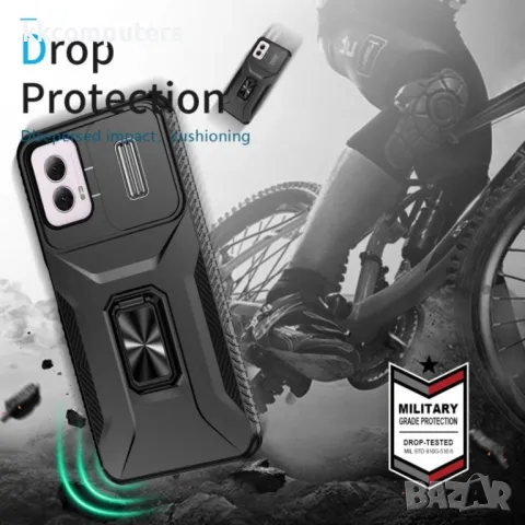 Motorola Moto G Power (2024) Удароустойчив Ring Holder/ Sliding Camshield Holder Калъф и Протектор, снимка 9 - Калъфи, кейсове - 49989053
