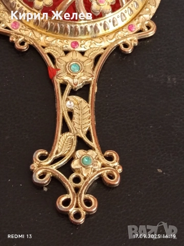 Ръчно огледало в ретро стил с камъни Сваровски орнаментирано много красиво 50554, снимка 6 - Други ценни предмети - 51746510