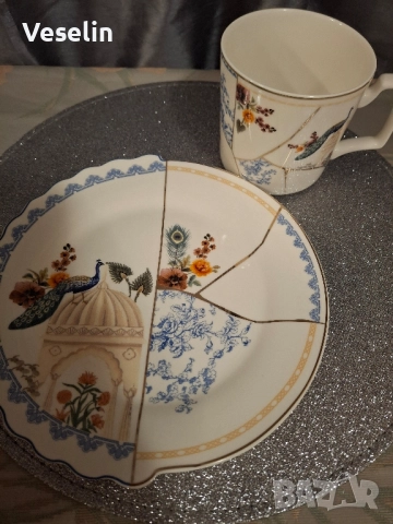 Сет от 2 части- чиния за кейк и чаша за какао , снимка 2 - Други - 51762890