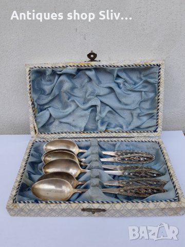 Невероятен комплект от сребърни лъжички с филигран. №0157, снимка 1 - Антикварни и старинни предмети - 33029417