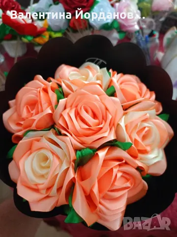 букети от сатенени рози , снимка 9 - Изкуствени цветя - 48848616