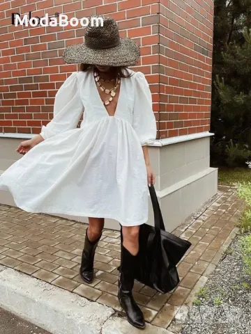 Лека дамска рокля в два цвята , снимка 2 - Рокли - 48077806