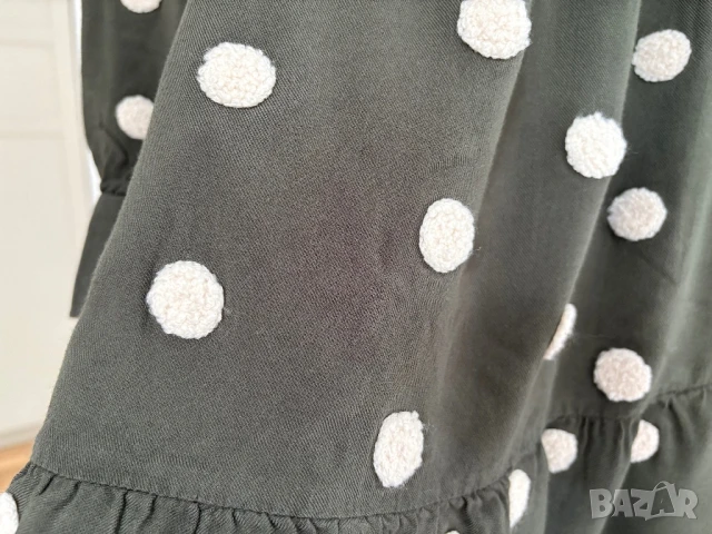 Зелена рокля с мъхеста точкова шарка, размер S/M, снимка 7 - Рокли - 51096456