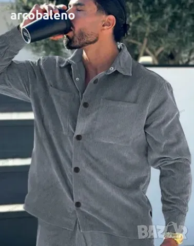 Ежедневна мъжка риза с много джобове от рипсено кадифе с копчета, 3цвята , снимка 9 - Ризи - 47510386