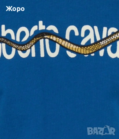 Оригинална Roberto Cavalli Синя Тениска – Snake Logo Design – Нова с Етикети и Торбичка – Luxury , снимка 4 - Тениски - 53507098