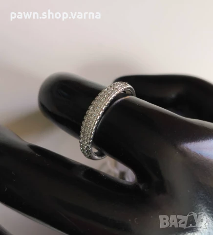 Нов сребърен пръстен 925 с фианити – родирано покритие, 2,20 г, размер 18 мм, снимка 7 - Пръстени - 51408818