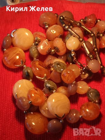 ХАЛЦЕДОН и ЯСПИС СТАРО БРОНЗОВО ПОЗЛАТЕНО КОЛИЕ 66781, снимка 3 - Колиета, медальони, синджири - 29555783