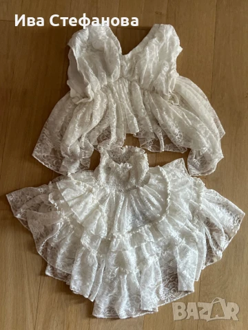 Нов разкошен кукленски бял сет комплект от две части 