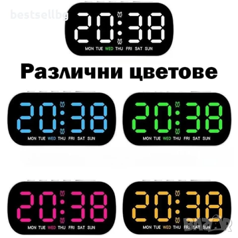 Настолен електронен часовник с термометър аларма календар постоянно светещ на ток за офис дома, снимка 3 - Други - 50877710