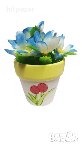 Ново! Декоративни изкуствени цветя в цветна саксия, снимка 2 - Декорация за дома - 49527664