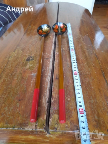 Стари Руски дървени лъжици,хохлома #6, снимка 2 - Други ценни предмети - 53144610