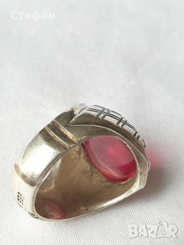 Сребърен пръстен с рубин, снимка 5 - Пръстени - 44893902