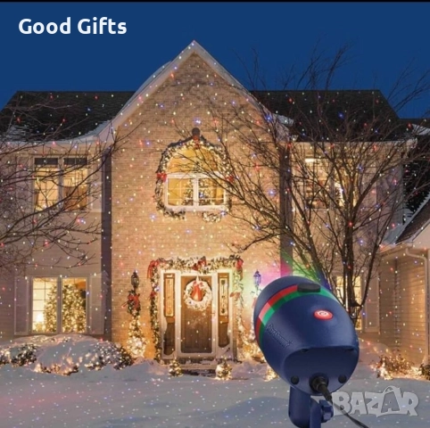 Коледен лазерен прожектор Star Shower – фасадна украса със зелени и червени лъчи, снимка 6 - Прожектори - 52099240