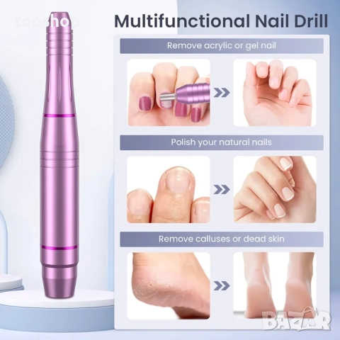 Нова електрическа пила за нокти, бормашина за акрилни нокти, гел, професионална електрическа ..., снимка 2 - Други инструменти - 52710373