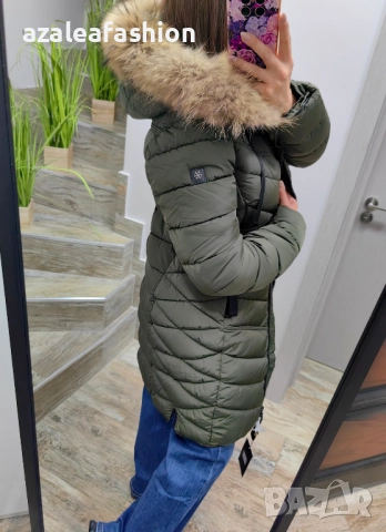 Дълго зимно яке с естествен косъм, снимка 4 - Якета - 52686581